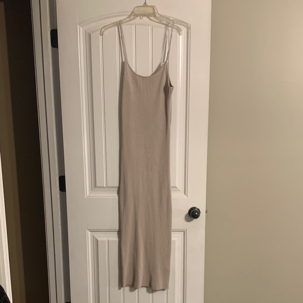 Beige Sleeveless Sweater Dress